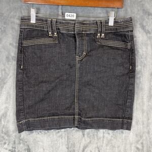 White House Black Market Denim Skirt size 4 Blk discover Happiness bling grunge